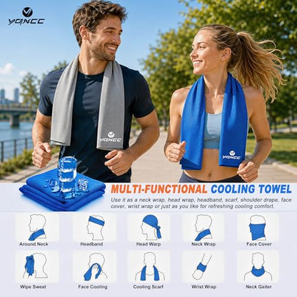 YQXCC 4 Pack Cooling Towels 40"x12", Cool Ice Towels for Neck & Face | Cooling Neck Wraps, Soft Breathable Microfiber Chilly Towels, Ideal for Gym, Yoga, Golf, Running, Camping & Hot Weather - color: 4 Light Gray
