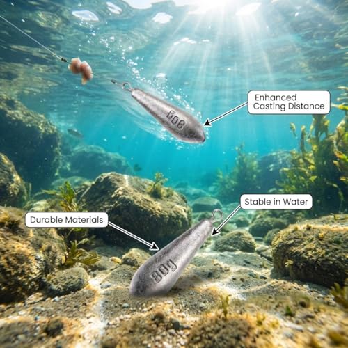 Teardrop Drop Shot Sinkers – Lead Fishing Weights & Sinkers for Bass, Catfish & Surf Fishing – Freshwater & Saltwater – 10 Sizes 1/2oz to 7oz, More Per Pack - style: 80g/3oz – 8pcs
