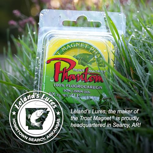 Trout Magnet Phantom Fluorocarbon Leader – Ultra-Invisible, 100% Fluorocarbon Clear Leader Line (Tippet) for Trout & Clear Water Fishing - 50 Meter Spool - size: 2lb, 7X Tippet