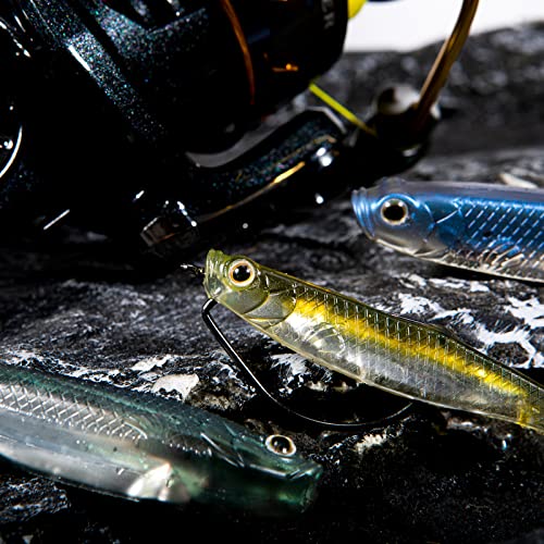 Dr.Fish Soft Plastic Baits, Fork Tail Soft Jerkbait Minnow Lures, 3 to 4-3/4 Inches Soft Swimbaits Jerk Shad Baits Crappie Bass Fishing Lures - color: Chartreuse, size: 4"-5 Pack