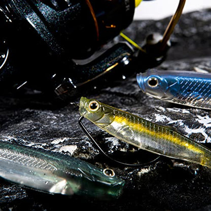 Dr.Fish Soft Plastic Baits, Fork Tail Soft Jerkbait Minnow Lures, 3 to 4-3/4 Inches Soft Swimbaits Jerk Shad Baits Crappie Bass Fishing Lures - color: Chartreuse, size: 4"-5 Pack