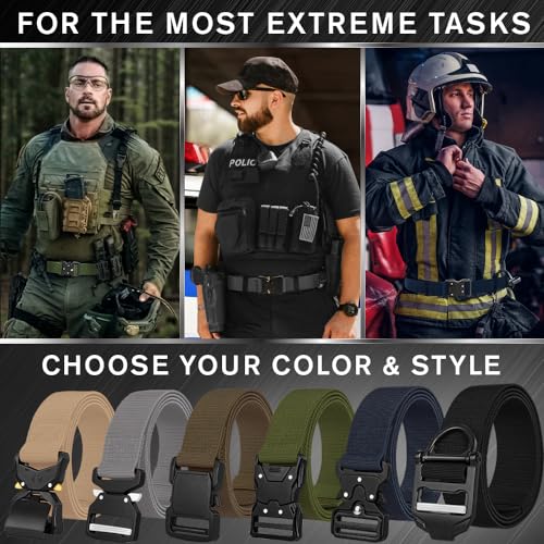 TECEUM Tactical Belt – Heavy-Duty & Quick Release – Military, Work, Rigger, Duty & Utility Belt for Men - color: Buckle 2 - Black, style: Large-for Waist 42"-46" (Length 53")