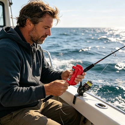 Electric Lure GT Knotter, Professional Fishing Tool, 2026 Upgraded Fishing Line Automatic Tying Device, Machine Tying Device Fishing Hook Tier Knots Lure Tool for Fishing Lovers - color: Red