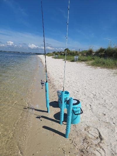 Adjustable Sand Spike Rod Holder, Sand Spike for Surf Fishing-Great for surf, Bank, Beach Fishing, from 24" Expand to 44", Easy to Set up, Save Storage, Durable.