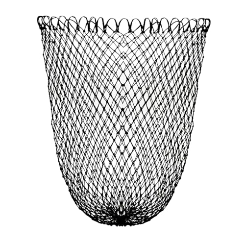 Fishing Net Replacement Foldable Trout Net Replacement Nylon Fishing Landing Mesh for Freshwater Saltwater Robust 24 Strands - color: Black, size: 15.8in dia-21.7in depth(49.5in Cir)-1P