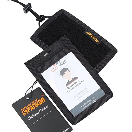 EXCELLENT ELITE SPANKER Tactical ID Card Holder Adjustable Neck Lanyard Key Ring Loop Patch Badge Holder and Credit Card Organizer (Black) - color: Black