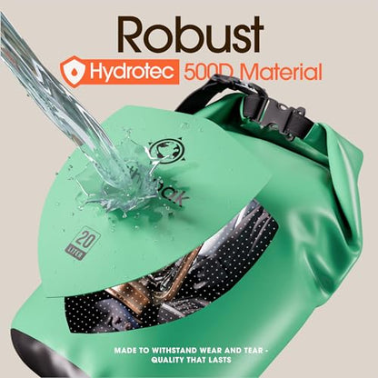 Earth Pak Waterproof Dry Bag - Roll Top Waterproof Backpack Sack Keeps Gear Dry for Kayak with Waterproof Phone Case - color: Seafoam Green, size: 5L