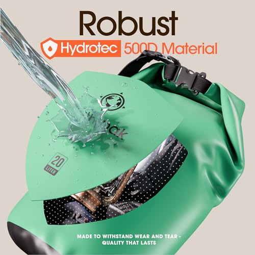 Earth Pak Waterproof Dry Bag - Roll Top Waterproof Backpack Sack Keeps Gear Dry for Kayak with Waterproof Phone Case - color: Seafoam Green, size: 55L