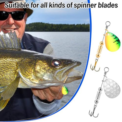 Dr.Fish 100 Pack Folded Spinner Clevises for Fishing Inline Spinner Lure Making Accessories Freshwater Spinnerbait Blade Alabama Walleye Rig - color: Brass