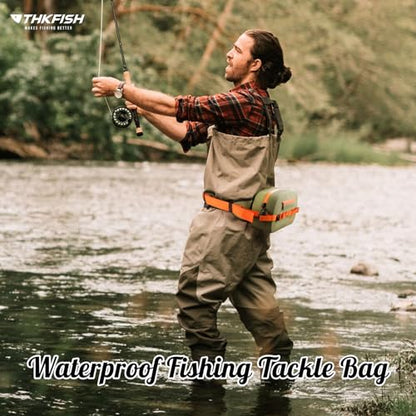 THKFISH IPX8 Waterproof Fishing Backpack with Rod Holder, Lightweight Fishing Sling Bag, Move Freely Fish Gifts for Men (Brown-Waist bag) - color: Brown-waist Bag