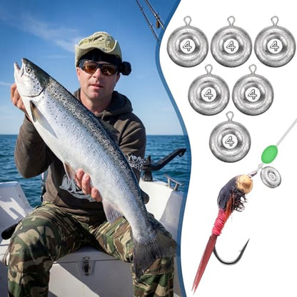 Shimeyao 18 Pieces Disc Sinkers Fishing Weights No Roll Disc Fishing Sinkers Weights for Saltwater Trolling Surf Tackle - size: 4oz