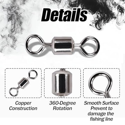 Ball Bearing Fishing Swivels Silver 100pcs FS/ZH-01 | Corrosion Resistant,Barrel Swivel Tackle Swivel Gear,for Freshwater and Saltwater - size: 4#