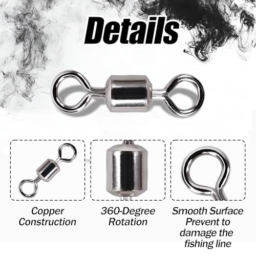 Ball Bearing Fishing Swivels Silver 100pcs FS/ZH-01 | Corrosion Resistant,Barrel Swivel Tackle Swivel Gear,for Freshwater and Saltwater - size: 7#