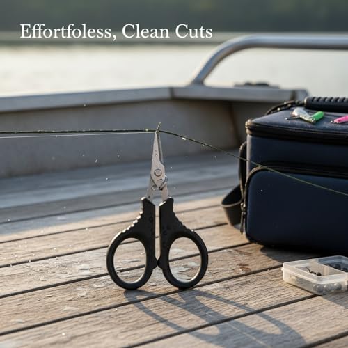 Serrated Stainless Steel Fishing Scissors for Braided PE Line - Compact Line Cutters