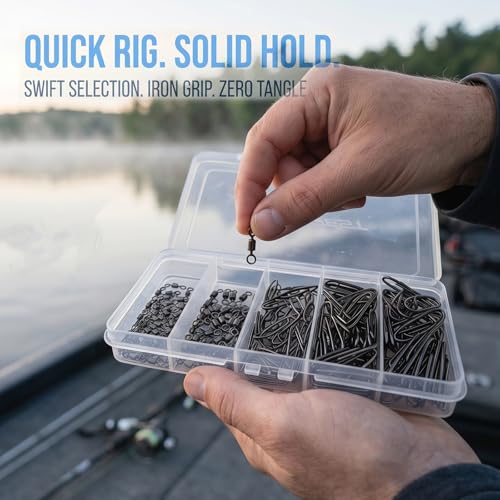 MOBOREST Fishing Swivels Snap Swivels Barrel Swivels with Snaps | coastlock snap, secure lock, 360° rotation, anti line twist, quick lure swap, 5 sizes, saltwater & freshwater fishing tackle