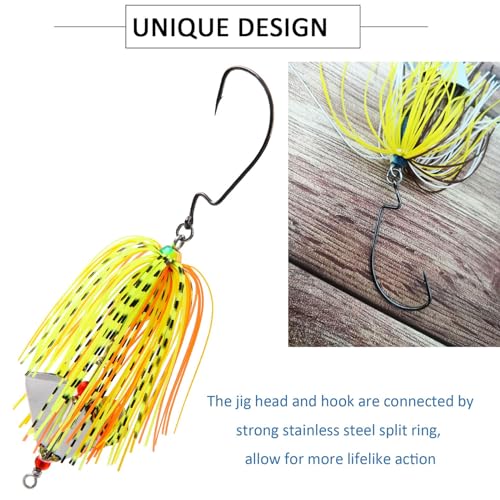 Spinnerbait Fishing Lures Kit, 6pcs Bass Fishing Buzzbait Lures Hard Metal Spinner Baits Swim Jigs for Bass Trout Salmon Pike Freshwater Saltwater - style: A-6pcs