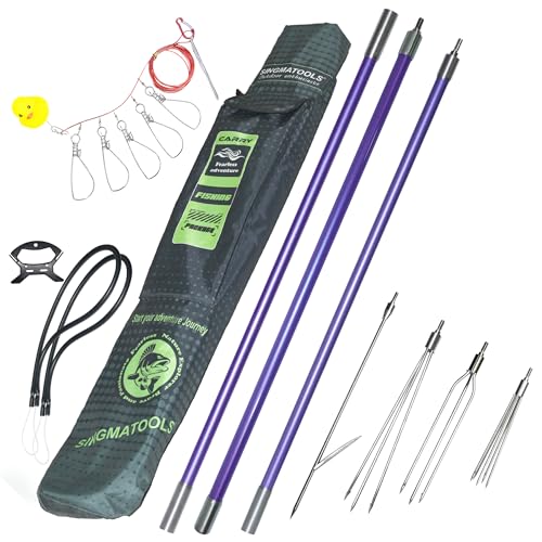 Hawaiian Sling Fishing Spear Set 6ft Fiberglass Travel Pole Spears 3 Prong Paralyzer Hand Spear Fishing Pole Harpoon Spear Fishing Equipment Spearfishing Gear for Snorkeling, Freedivng, Scuba Diving