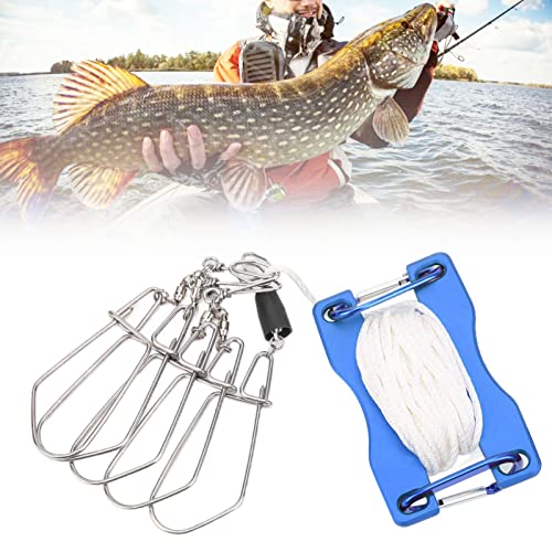 Live Fish Lock, Stainless Steel Buckle, 8m Wear Resistant Nylon Rope, Professional Gear Accessories for Big Catch, Quick Release Stringer for Kayak Fishing Gear - color: Blue