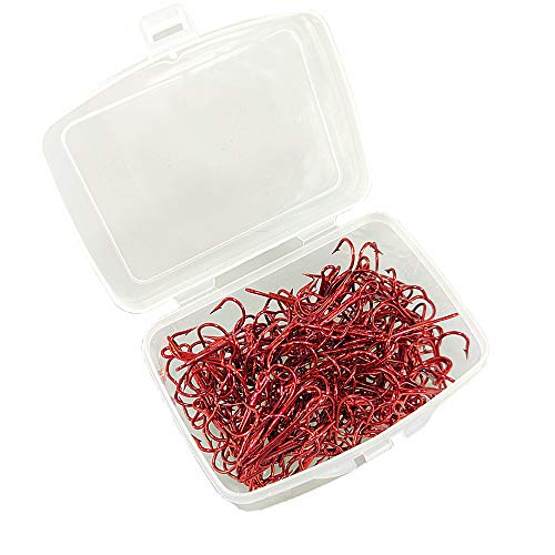 100pcs Fishing Hook Treble Hooks High Carbon Treble Hooks Super Sharp Solid Size 2 4 6 8 10 12 Triple Barbed Steel Fish Hook - color: Red, size: 2#-100pcs