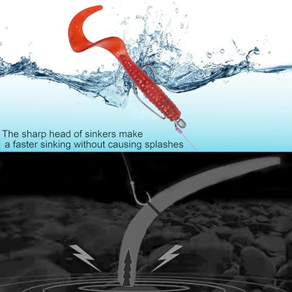 50pcs Fishing Nail Weights Kit Insert Sinkers Wacky Worm Weights for Bass Fishing Soft Plastic Lures Nail Sinkers Wacky Rig Neko Rig Insert Pencil Sinker Weight Kit 4 Sizes