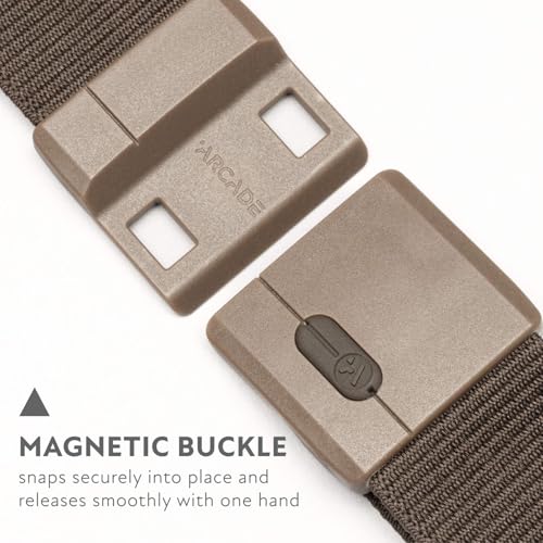 Arcade Belts Adventure Mag Unisex Belt: Heavy Duty Stretch, Metal Free Buckle - color: Aero Mag - Medium Brown