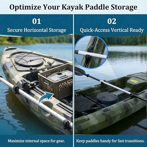 Kayak Paddle Holder Track Mount Accessories, Space-Saving Kayak Oar Holder for Fishing, Canoe & Kayaks