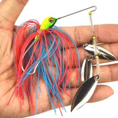 5pcs Spinner Baits Fishing Lures Kit,Willow Leaf Spinnerbait Buzz Bait,Silicon Skirt Swim Jigs Fishing Tackle Spinner Baits for Bass Trout Salmon Pike Saltwater Freshwater
