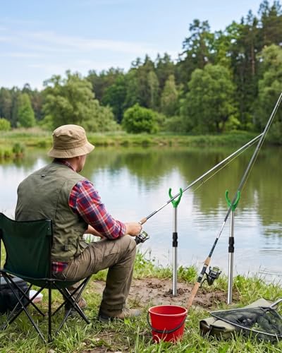 Fishing Rod Holder, Adjustable Telescopic Fishing Pole Holders for Ground Fishing Rod Holders Sand, 6-Pack with Alarm Bells