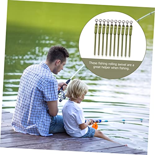 Hemoton 10pcs Trout Fishing Rolling Swivel Ring Hook Connector Saltwater Fishing Tackle Swivels