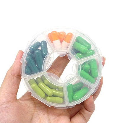 Honbay 2PCS 6 Compartment Round Shape Clear Small Plastic Storage Box Pill & Jewelry Organizer for Travel or Daily Use