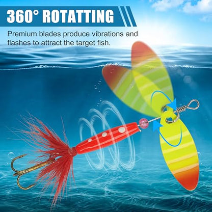 Fishing Lures Spinnerbait Kit Rooster Bait Tail Fishing Lures Inline Spinner Baits Bass Salmon Trout Spoon Hard Metal Spinnerbaits for Saltwater Freshwater - style: 5pcs-3.07"-0.27oz