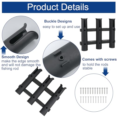Fishing Rod Holders Boat Rod Holders with Screws Plastic Tube Pole Holders Bracket for Boat Kayak Garage Cooler Trailer Portable