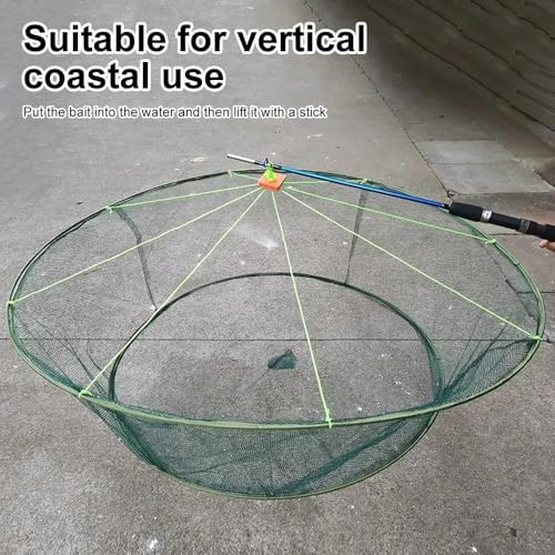 Portable Prawn Bait Crab Shrimp Net Drop Landing Fishing Pier Harbour Pond 40FT Folding Net for Keeping Fishes Minnows Lobsters Crab Basket Traps for Fishing Keeping Fishes Minnows Lobsters