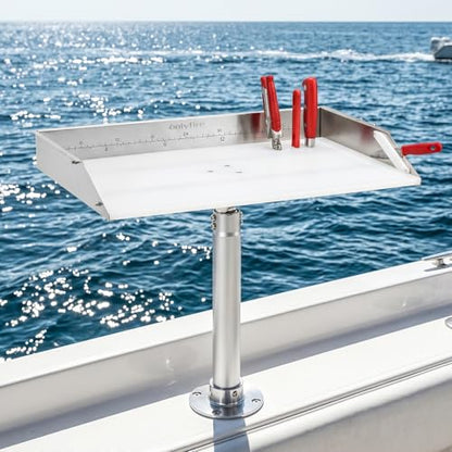 20" Boat Cutting Board, Fishing Filet Table with Tool Holders, CT607 | with Rod, Stainless Steel Ruler, Knife Slots, Plier Storage, Hooks & Cover, for Fishing Boat, Pontoon Boat, Yacht