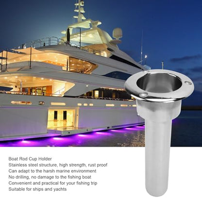 Heavy Duty Stainless Steel Deluxe Rod Holders, 2 in 1 Flush Mount Fishing Rod Pole Holders, 0 15 30 Degree Boat Fishing Rod Cup Holder 280mm Round Top Cup Holder for Yacht Ship - style: 0 Degrees