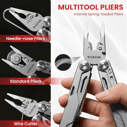 Multitool, 29-in-1 Stainless Steel Multi Tool Pliers with Screwdriver Sleeve, Damascus Pocket Knife, Nylon Sheath for Survival Camping, Hunting and Hiking - size: 29-in-1