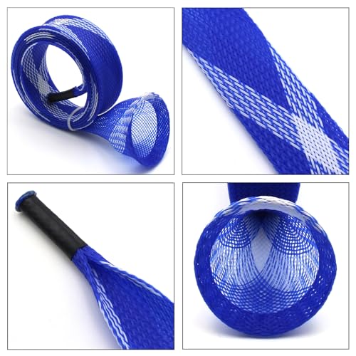 Mr. Z Pack of 4 Casting Fishing Rod Sleeves with 2 Rod Straps Fishing Rod Covers Pole Jacket Rod Socks - color: Blue and White