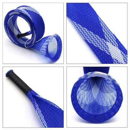 Mr. Z Pack of 4 Casting Fishing Rod Sleeves with 2 Rod Straps Fishing Rod Covers Pole Jacket Rod Socks - color: Blue and White