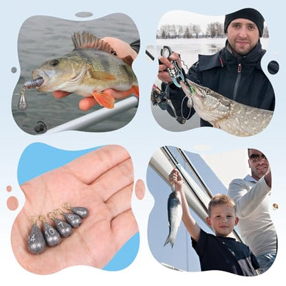 26Pcs Fishing Weights Sinkers Kit, Drop Shot Weights, Lead Fishing Weights for Saltwater Freshwater, Catfish Weights, Fishing Sinkers and Weights Assortment