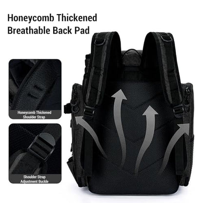 Lixada Fishing Backpack with Rod Holder, 42L Large Capacity Waterproof Oxford Fabric Tackle Backpack for Fishing, Hiking, Camping, 31x28x48cm Black Fishing Gear Bag - color: Black