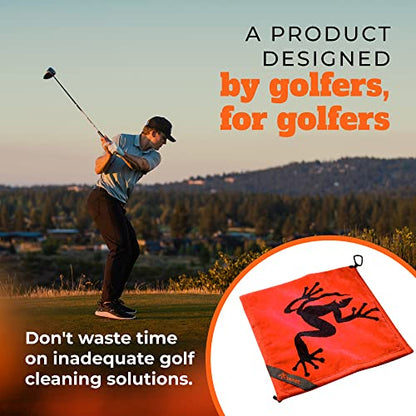 Frogger Amphibian Golf Towel with Dry and Wet Technology, Red - Golf Bag Accessory for Men and Women with Carabiner Clip - color: Red