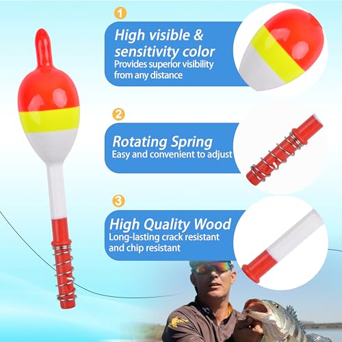 AGOOL Slip Bobbers Wood Fishing Floats and Bobbers Spring Bobbers Stick Slip Bobbers for Crappie Fishing Bobbers for Crappie Panfish Walleyes Trout Bass Fishing 5/10pcs - color: 1.18 x 0.79 x 3.54 inch - 10pcs