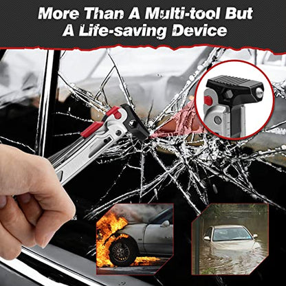 BIBURY Multitool Pliers BI2038B, 22-in-1 Stainless Steel Multi Tool with Flint, Window Breaker, Scissors, Back Clip, Folding Pocket Multifunctional Self-locking EDC Tool for Survival Camping Hiking - size: 22-IN-1