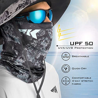 KastKing Sol Armis Neck Gaiter - UPF 50 Face Mask - UV Sun Protection Mask for Men & Women, Fishing, Hiking - color: B: Boulder Camo Obsidian