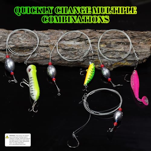 Pre-Rigged Carolina Rig Saltwater, Egg Sinker Grouper Rigs with 10 Circle Hooks, Stainless Steel Leader Fishing Wire, for Snapper Flounder Sea Bass Surf Fishing Bottom Rig - size: 2oz sinker(5pcs)+8/0 hook(10pcs)