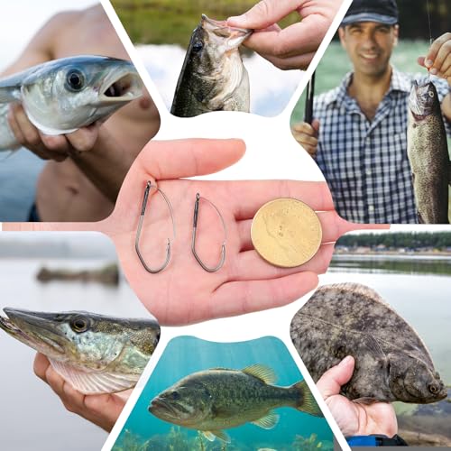 70 Pcs Weedless Wacky Rig Hooks Professional V Bass Fishing Worm Hooks Carbon Steel Fishing Lure Baits for Freshwater Saltwater - size: 2/0