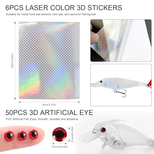 207Pcs Unpainted Fishing Lures Making Kit DIY Lure Blanks | DIY Jerkbait Crankbaits Minnow Hard Bait Set Include Treble Hook Split Rings Lure 3D Eyes Stickers