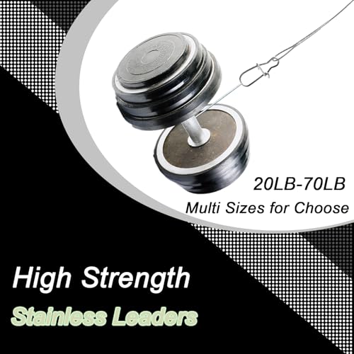QISHUO Rigs Stainless Fishing Leader Steel High Strength Fishing Leader Saltwater Fishing Freshwater Wire Leaders Lures White Nickel - size: Size #1 (5.9in-20lb) 50pcs