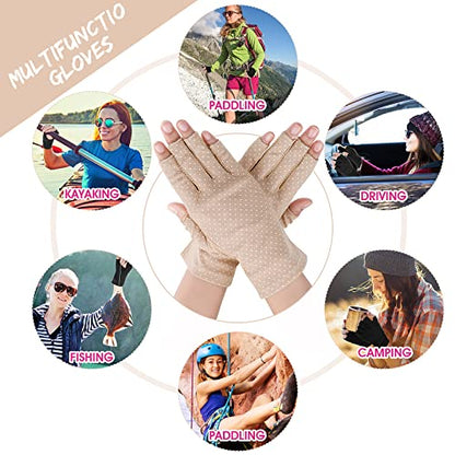 Yolev 3 Pairs Sunblock Fingerless Gloves for Women Non-slip UV Sun Protection Driving Gloves for Summer Outdoor
