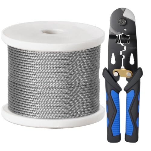 1/8 Inch Stainless Steel Cable 500FT,- 7x7 Strand Aircraft Wire Rope | Outdoor Hanging kit, Garden Fence, Marine, DIY Projects - size: 1/8 inch 500FT